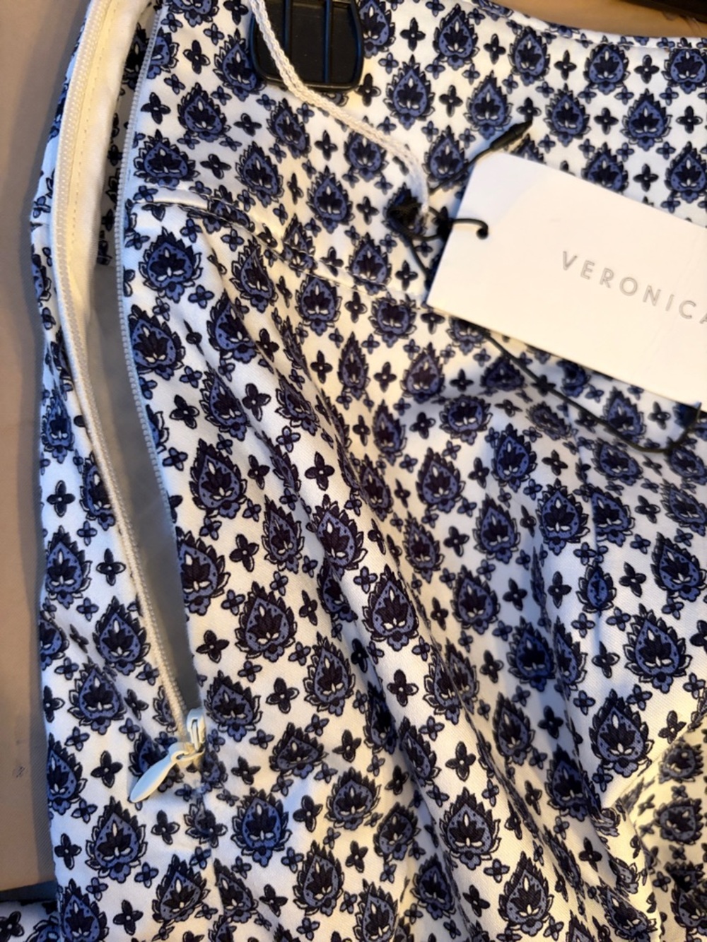 Veronica Beard “Chesney” Blue & White Ruffle Mini Skirt – Size 4 💙✨ NWT - Picture 6 of 6